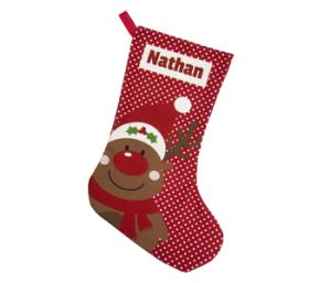Personalised Stocking (Reindeer) with Standard Theme design
