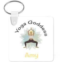 Acrylic Photo Keyrings (Square) with Yoga Goddess design