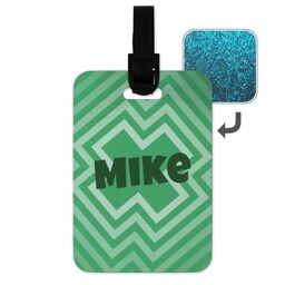 Personalised Luggage Tags (Blue Glitter) with Crosses Custom Colour design