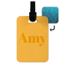 Personalised Luggage Tags (Blue Glitter) with Text Only Custom Colour design