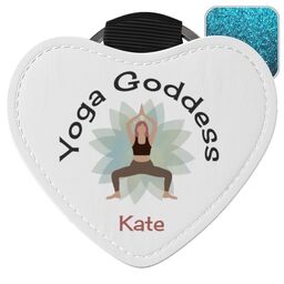 Blue Glitter Heart Keyrings with Yoga Goddess design