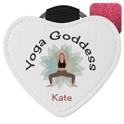 Pink Glitter Heart Keyrings with Yoga Goddess design