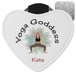 Silver Glitter Heart Keyrings with Yoga Goddess design