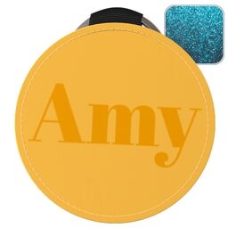 Blue Glitter Round Keyrings with Text Only Custom Colour design