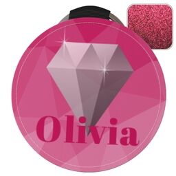 Pink Glitter Round Keyrings with Diamond Custom Colour design