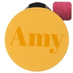 Pink Glitter Round Keyrings with Text Only Custom Colour design