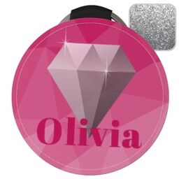 Silver Glitter Round Keyrings with Diamond Custom Colour design