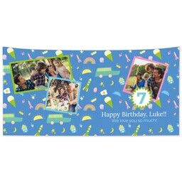Personalised Beach Towel with Playful Blue design