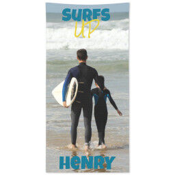Personalised Beach Towel with Surfs Up' design