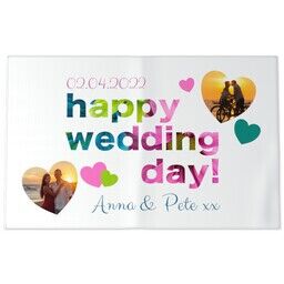 Personalised Tea Towel with Happy Wedding Day design