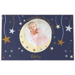Personalised Tea Towel with New Baby Moon And Stars design