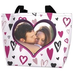 Personalised Tote Bag with Drawn Hearts design