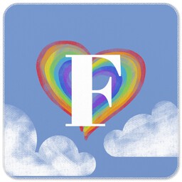 Blanket - 28" x 28" with Rainbow Heart Monogram Custom Colour design