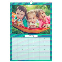 A3 Personalised Wall Calendar with Rainbow Stripes Grid View design