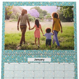 A4 To A3 Double Sided Calendar with Floral Seasons Grid View design