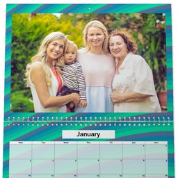 A4 To A3 Double Sided Calendar with Rainbow Stripes Grid View design