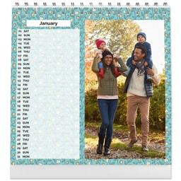 Personalised Desk Calendar (Square) with Floral Seasons Grid View design
