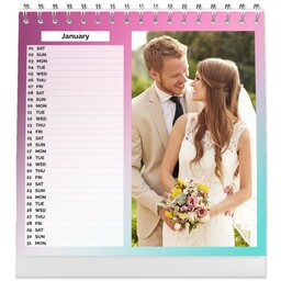 Personalised Desk Calendar (Square) with Multi Gradient Grid View design