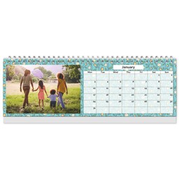 Personalised Desk Calendar with Floral Seasons Grid View design