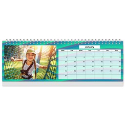 Personalised Desk Calendar with Rainbow Stripes Grid View design