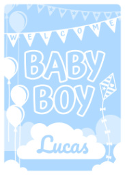 Flat Photo Cards (Pack of 20 Round Corners) with Baby Boy Custom Colour design