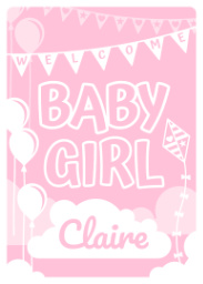 Flat Photo Cards (Pack of 20 Square Corners) with Baby Girl Custom Colour design