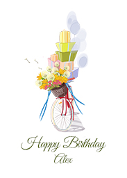 Flat Photo Cards (Pack of 20 Square Corners) with Bicycle Birthday design