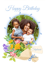 Flat Photo Cards (Pack of 20 Round Corners) with Birthday Bouquet design