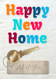 Card with Happy New Home Keys design