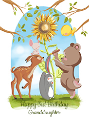 Flat Photo Cards (Pack of 20 Round Corners) with Nature Friends Birthday design