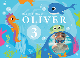 Flat Photo Cards (Pack of 20 Square Corners) with Sea Creatures Custom Age design