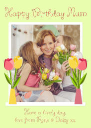 Flat Photo Cards (Pack of 20 Square Corners) with Spring Tulips Custom Colour design
