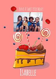 Flat Photo Cards (Pack of 20 Round Corners) with Sweet Birthday design