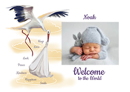 Card with Welcome To The World design