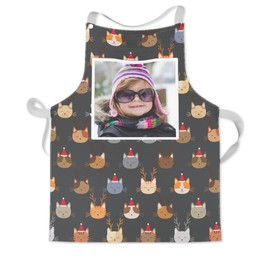 Personalised Kids Aprons with Christmas Cats in Multiple Colours design