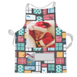 Personalised Kids Aprons with Christmas Presents in Multiple Colours design