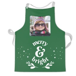Personalised Kids Aprons with Merry and Bright in Multiple Colours design