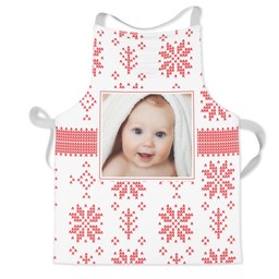 Personalised Kids Aprons with Snowflake Knit in Multiple Colours design