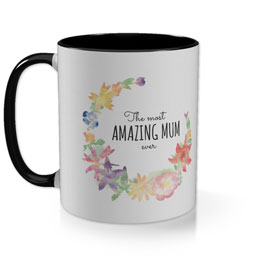 Black Photo Mug with Amazing Mum Watercolour design