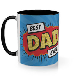 Black Photo Mug with Best Dad Ever Explosion design