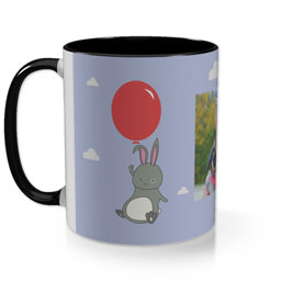 Black Photo Mug with Bunny Balloon design