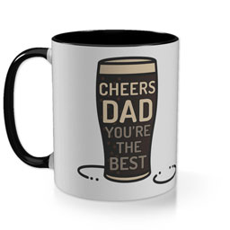 Black Photo Mug with Cheers Dad Pint Glass design