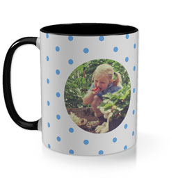 Black Photo Mug with Colour Polka Dot in Multiple Colours design