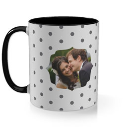 Black Photo Mug with Grey Polka Dot in Multiple Colours design