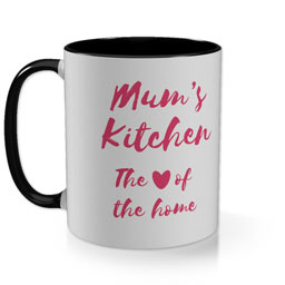 Black Photo Mug with Heart of the Home design