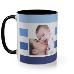 Black Photo Mug with Horizontal Stripes in Multiple Colours design