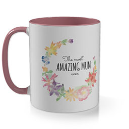 Pink Photo Mug with Amazing Mum Watercolour design