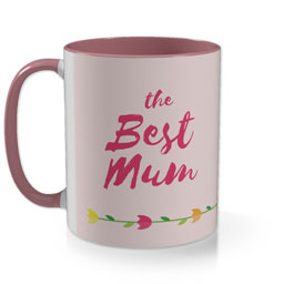 Pink Photo Mug with Best Mum Tulips design