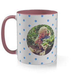 Pink Photo Mug with Colour Polka Dot in Multiple Colours design