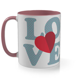 Pink Photo Mug with Dotty Love Folded Heart design